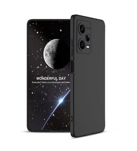 Xiaomi Redmi Note 12 Pro 5G Kılıf 3 Parça Slim Sert Silikon Kapak AYS (Siyah)