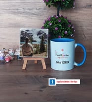 Fen Bilimleri Öğretmeni Fotoğraflı Dekoratif Taş, Kupa Bardak Beyaz Hediye (Model 4)