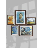 Van Gogh Tablo Sanatsal Ünlü Ressam Çerçeveli Çoklu Tablo Modern Çerçeveler Ev Dekoru ÖZC-450 (Kahverengi)