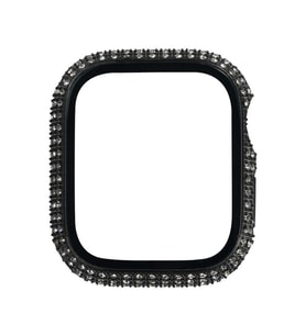 Apple Watch 7 41mm Zore Watch Gard 24 Kenarları Taşlı Sert PC Koruyucu (Siyah)