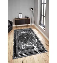 Dijital Baskılı Yıkanabilir Kaymaz Modern Renkli Salon Halısı Mutfak Halısı Yolluk ND-HY-1004 (Siyah)