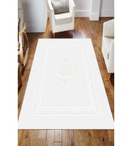 Dijital Kaymaz Taban Yıkanabilir Salon Halısı Mutfak Halısı Koridor Halısı Yolluk ND-HS-563 (Beyaz)