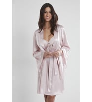 Pierre Cardin  Saten Dantelli Gecelik ve Sabahlık Takımı - 4090 (Pudra)