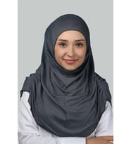 Hazır Türban Büzgülü Pileli Pratik Eşarp Tesettür Hijab - Namaz Örtüsü (Füme)