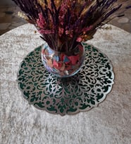 runner/yuvarlak/orta sehpa örtüsü/supla/s.deri işlemeli/46cm/ (Mint Yeşili)