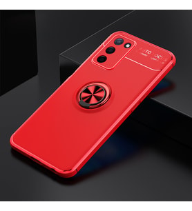 Oppo A55 5G Kılıf Zore Ravel Yüzüklü Silikon Kılıf (Kırmızı)