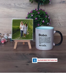 Baba Fotoğraflı Dekoratif Taş, Kupa Bardak Beyaz Hediye (Model 9)