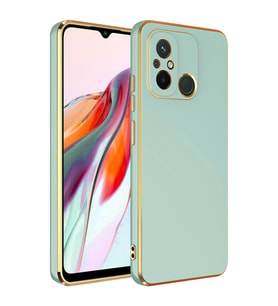 Xiaomi Redmi 12C Kılıf Kenarları Gold Kamera Korumalı Renkli Pastel Silikon Mavi Açık BARK (Açık Yeşil)