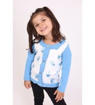 Toontoy Kız Bebek Hırka Çiçek Baskılı (Mavi)