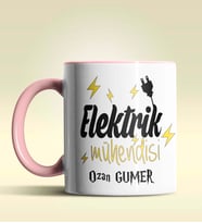 Kişiye Özel Elektrik Mühendisi Tasarımlı Turuncu Kupa Bardak (Pembe)
