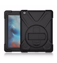 Apple İpad 2-3-4 9.7 Defender Standlı Zırhlı Silikon Tablet Kılıfı (Siyah)