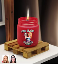 BK Gift Kişiye Özel DTF Best Friend Karikatürlü Renkli Cam Kavanozda Kokulu Mum-1(13 Renk Seçeneği), Arkadaşa Hediye, Doğum Günü Hediyesi (Kırmızı)