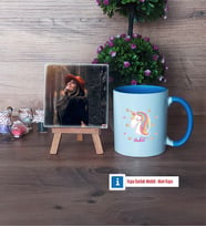 Unicorn Fotoğraflı Dekoratif Taş, Kupa Bardak Beyaz Hediye (Model 4)
