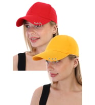 Unisex Piercing Şapka 2'li Set (Sarı-Kırmızı)