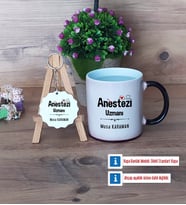 Anestezi Uzmanı Kupa Bardak Kırmızı ve Ahşap Anahtarlık Hediye (Model 8)