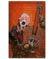 Cakapuzzle Kırmızı Gitar Çalan İskelet Görseli Puzzle Yapboz MDF (Ahşap) (500 Parça)