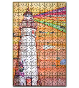 Cakapuzzle Deniz Fenerindeki Renkli Işıklar Görseli Puzzle Yapboz MDF (Ahşap) (500 Parça)