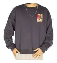 UNİSEX KİŞİYE ÖZEL BASKILI WAFERWEAR SWEATSHİRT (Koyu Gri)