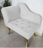 Yeni Model Tekli Köşe Koltuğu Josefin Bench Gold Ayak (Beyaz)