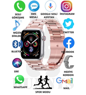 Huawei Uyumlu Watch 8 Pro Metal Kordonlu Akıllı Saat 45mm Nfc Özellikli Bt Çağrı Destekli (Pembe Gümüş)