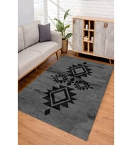Dijital Kaymaz Taban Yıkanabilir Renkli Salon Halısı Mutfak Halısı Yolluk ND-SD-365 (Siyah)