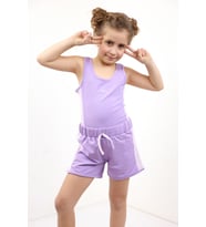 Toontoy Kız Çocuk Nakışlı Şortlu Takım (Lila)