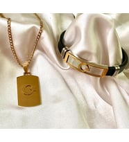 Ay Yıldız Türk Bayrağı Figürlü Çelik Kolye Bileklik Set (Gold)