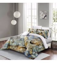 MonoHome Marble Shiny Çift Kişilik Nevresim Takımı 3D Pamuk Saten (Altın Simli)