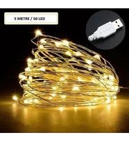 HİDZ Tel Led Işık 5 Metre Usb Girişli (Günışığı)