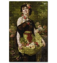 Cakapuzzle Eteğinde Çiçekleriyle Çiçekçi Kız Puzzle Yapboz MDF (Ahşap) (1000 Parça)