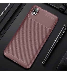 Xiaomi Redmi 7A Kılıf Karbon Silikon Case (KAHVE)