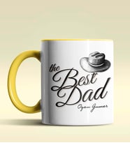 Kişiye Özel The Best Dad Tasarımlı Siyah Kupa Bardak (Sarı)