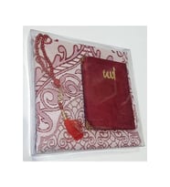 Kadife Kaplı Yasin Vavlı İnci Tesbih ve Seccade Set (Bordo)