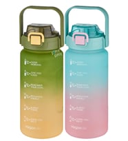 Vagonlife 2'li Ekonomik Motivasyon Matara Seti 1500 ml Büyük Boy 4 Farklı Renk Seçeneği FiftyFifty (Yeşil-Yesıl)