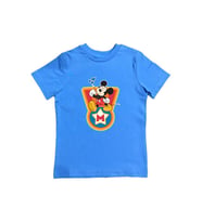 Mickey Mouse baskılı pamuklu penye kumaş yazlık çocuk tişört (Mavi)