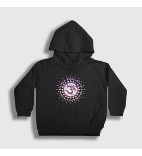 Presmono Unisex Çocuk Beyaz Om Sembol Meditasyon Hediye Yoga Kapüşonlu Sweatshirt 512917tt (Siyah)