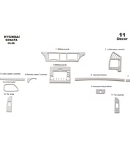 Meriç® Hyundai Sonata Ön Torpido Kaplama Maun 11 Parça 2006-2008 (Alüminyum)
