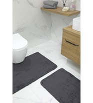 2'li Kaydırmaz Peluş Banyo Paspası Banyo Klozet Takımı Klozet Paspas Takımı (Antrasit)