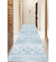 Dijital Baskılı Kaymaz Taban Yıkanabilir Modern Yolluk Ve Koridor Halısı NDU-HT-986 (Mavi)