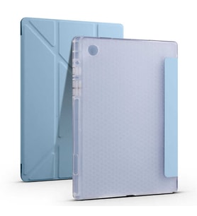 Samsung Galaxy Tab A8 10.5 SM-X200 (2021) Kılıf Tri Folding Kalem Bölmeli Standlı Yumuşak Silikon Kılıf (Mavi)