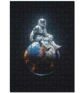 Cakapuzzle Dünyadaki Astronot Gezegen Uzay Puzzle Yapboz MDF (Ahşap) (1000 Parça)