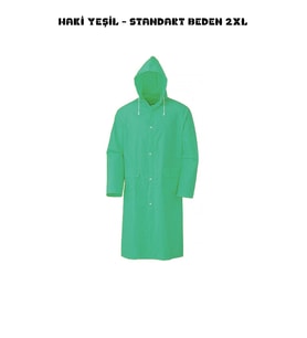 Kapşonlu Cepli Lüx Yağmurluk (Haki)