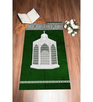 EVDEYA Dijital Baskılı Yıkanabilir Hediyelik Şık Namaz Halısı Seccade 70x130cm, SECCADE-42-GRİ, (Yeşil)