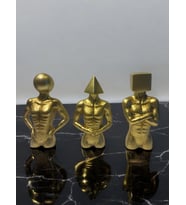 Üçlü Geometrik Başlı Soyut Set Deokratif Obje (Gold)