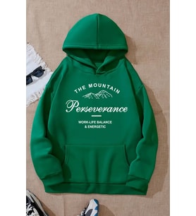 Perseverance Baskılı Oversize Sweatshirt (Yeşil)