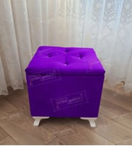 Lüks Sandıklı Tabure Puf 45 x 45 cm (Lila)