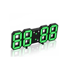 3D LED Dijital Alarm Termometre Takvim Özellikli Masa Duvar Saati (Yeşil)