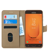 Samsung Galaxy J7 Prime Kılıf Fabric Book Wallet (Gold)