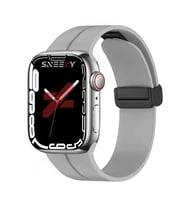 Apple Watch 42mm 44mm 45mm Seri 1 2 3 4 5 6 7 8 Se Uyumlu Coastal Manyetik Tokalı Silikon Kordon (Gri)