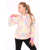 Toontoy Kız Çocuk Komple Baskılı Sweatshirt (Pudra)